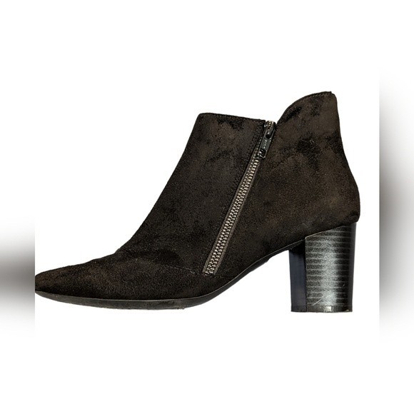 Rockport Black Micro Suede Ankle Boots Size 7 Block Heel Side Zip Closure Gail - Picture 8 of 16